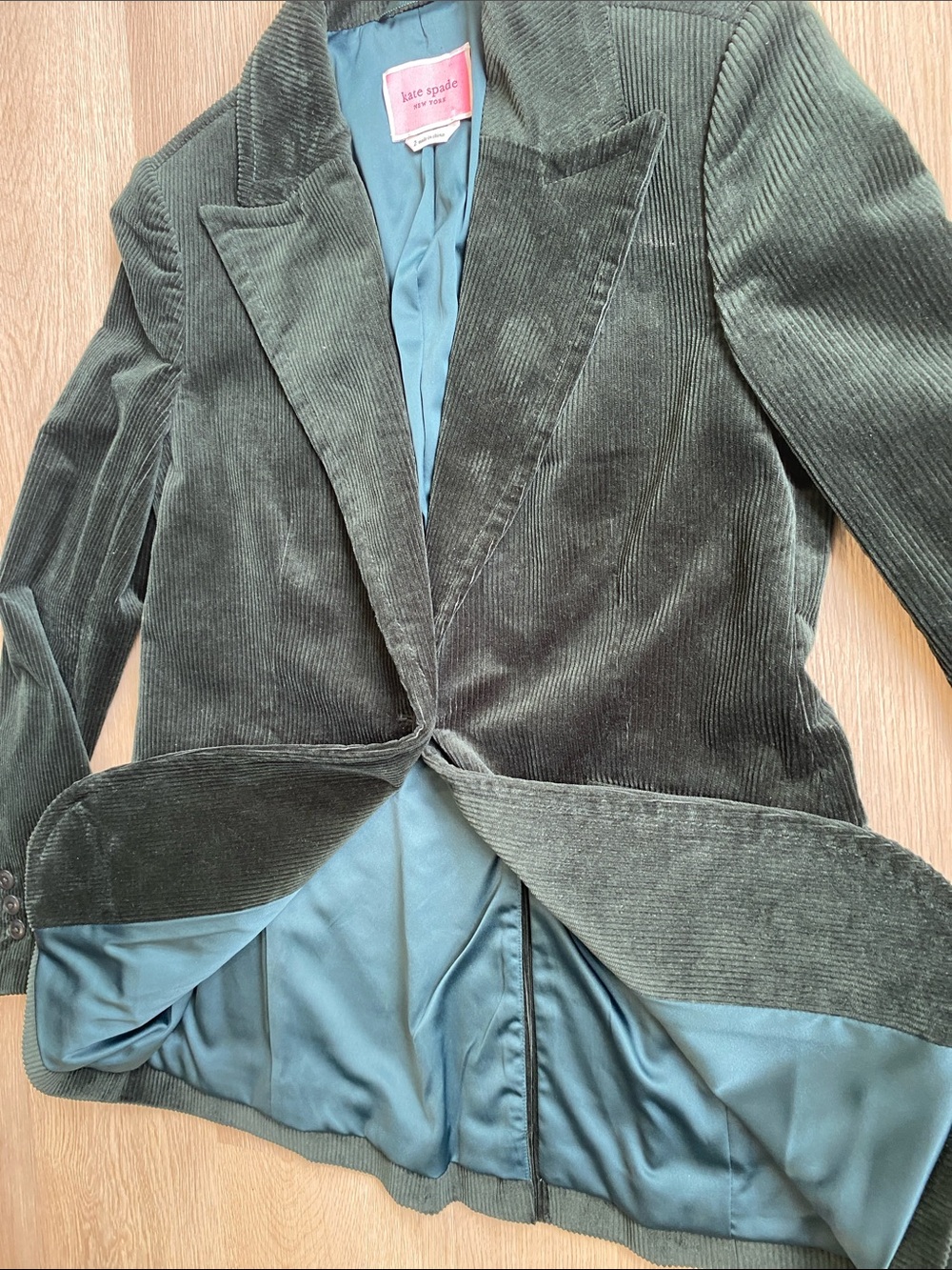 Kate Spade New York Dark Green Corduroy Blazer Jacket Size 2 Preppy Academia - Picture 6 of 11